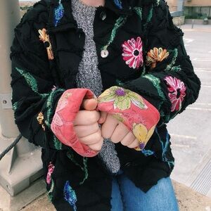 Classic Elements Black Floral Puffer Jacket